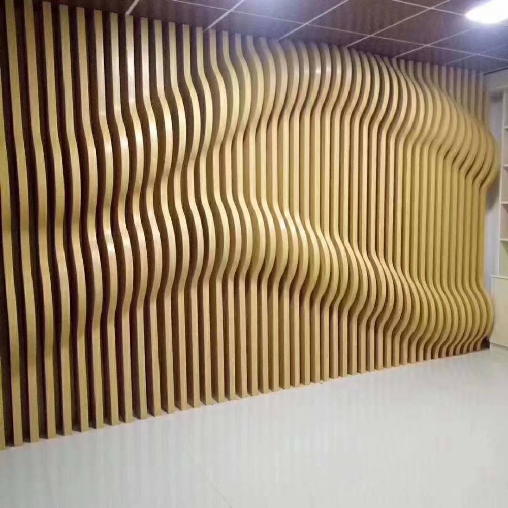 圖書館藝術風格弧形鋁方通天花-背景墻面造型鋁方通